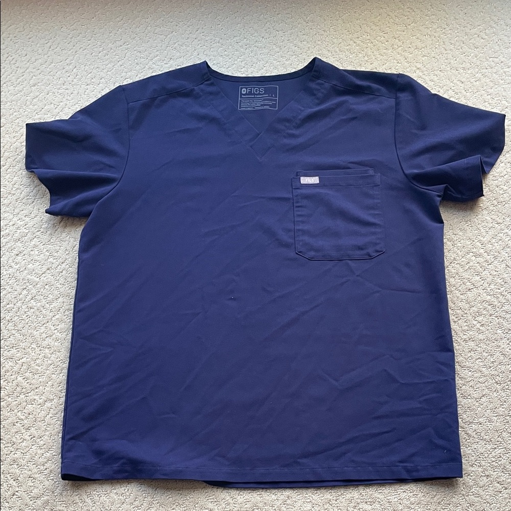 Figs Men's Navy Blue Short Sleeve Scrub Shirt Size Large